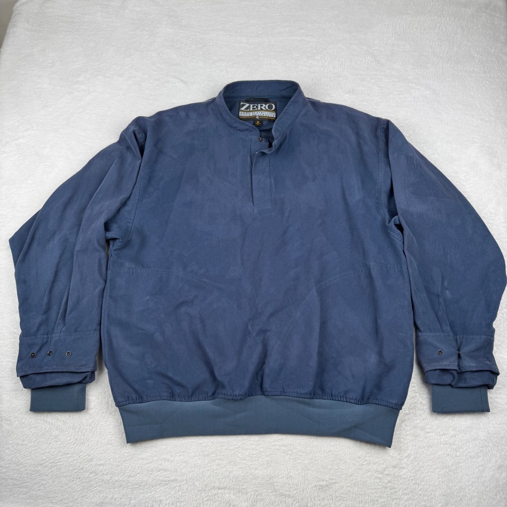 Vintage USA Made Zero Restriction Golf Pullover Jacket Men Medium Blue Mock Neck